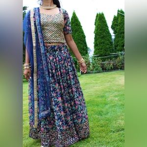Beautiful blue and gold lehenga choli